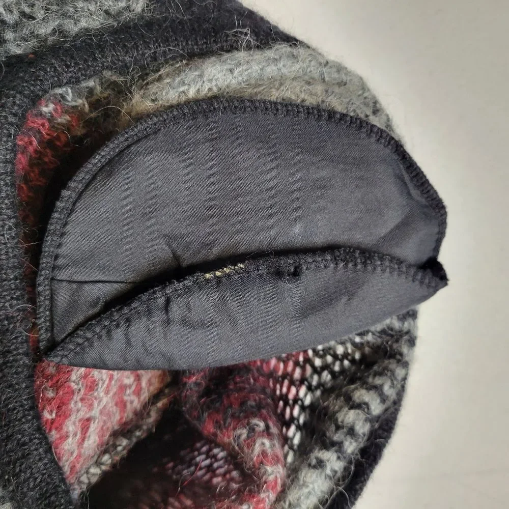 Dressbarn Mohair Blend Plaid Knit Cardigan in Red and Gray Vintage